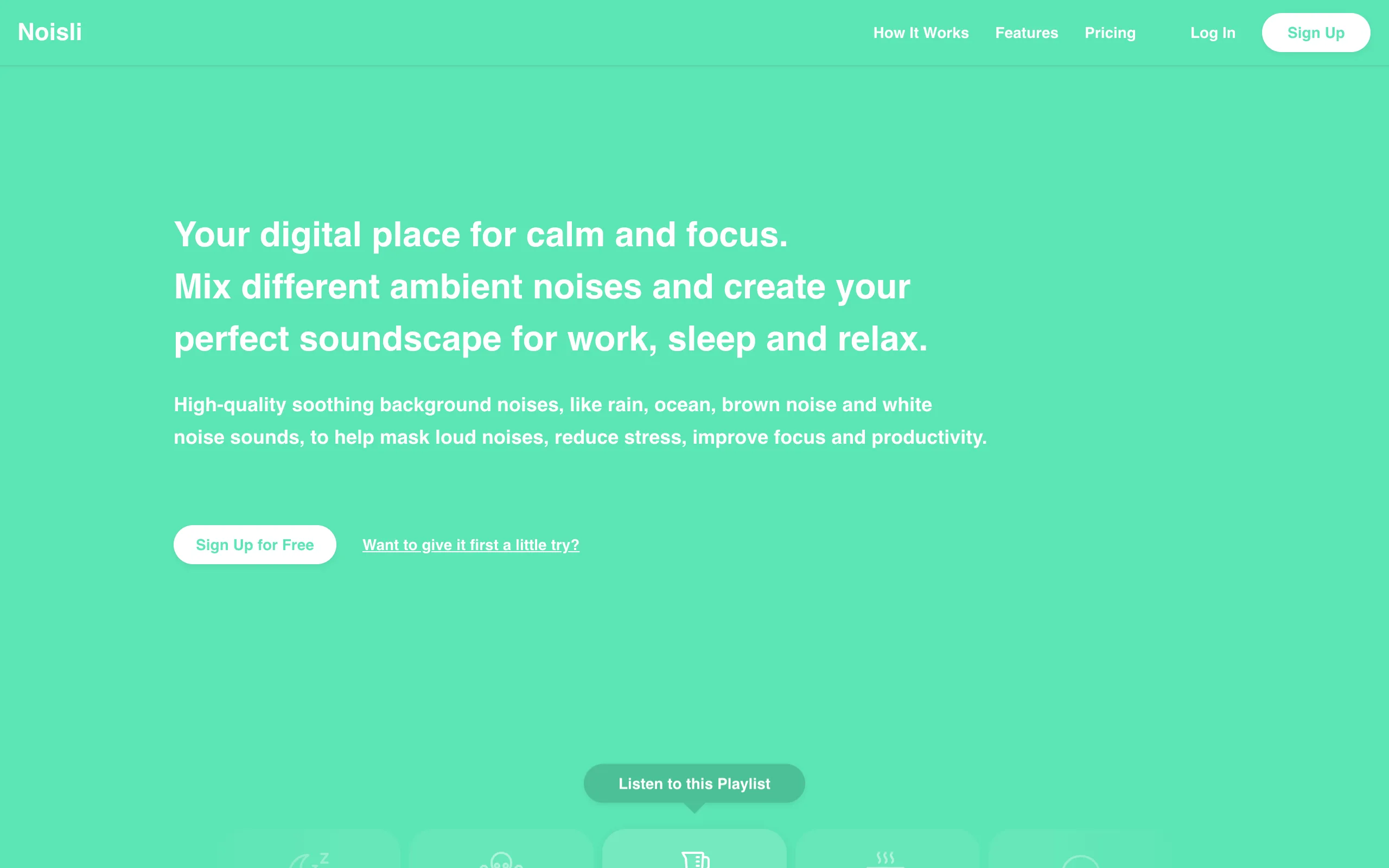 Noisli homepage