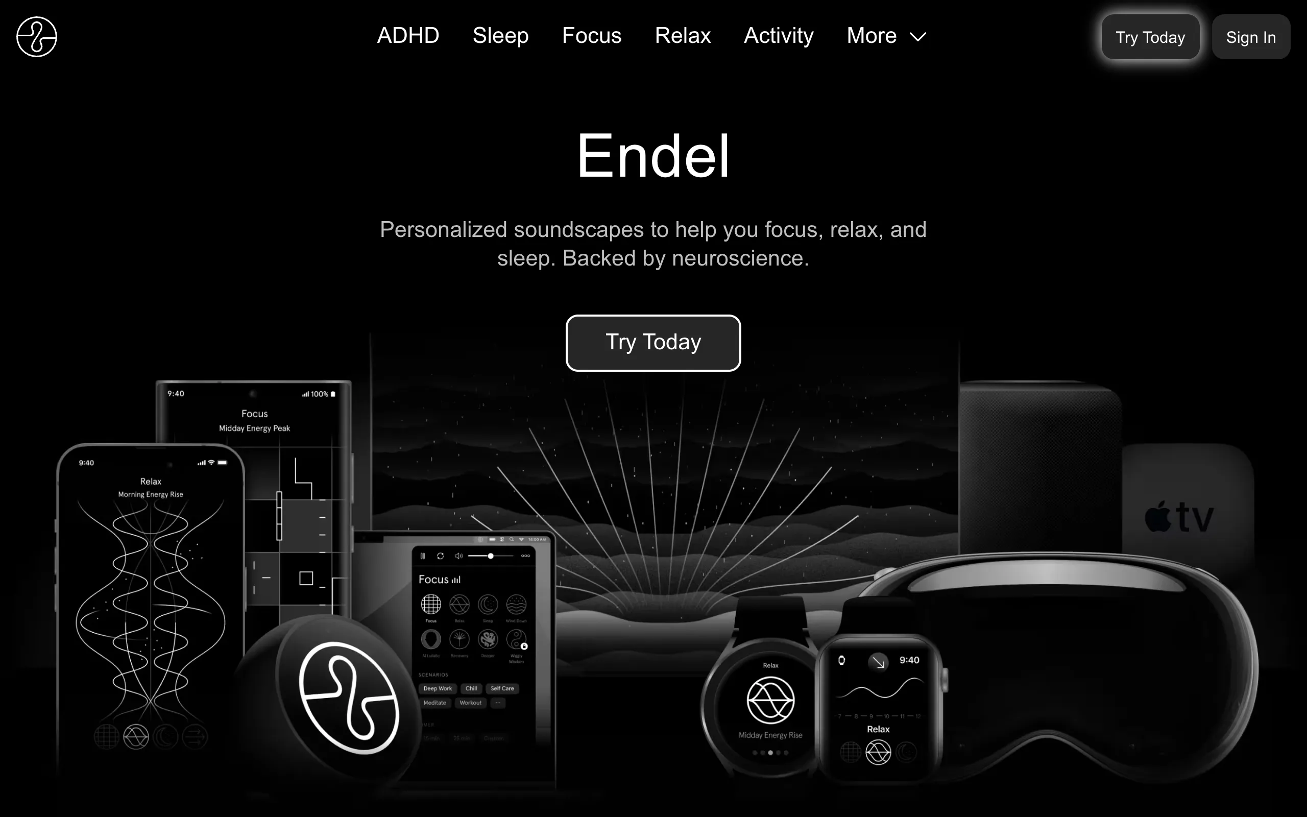 Endel homepage