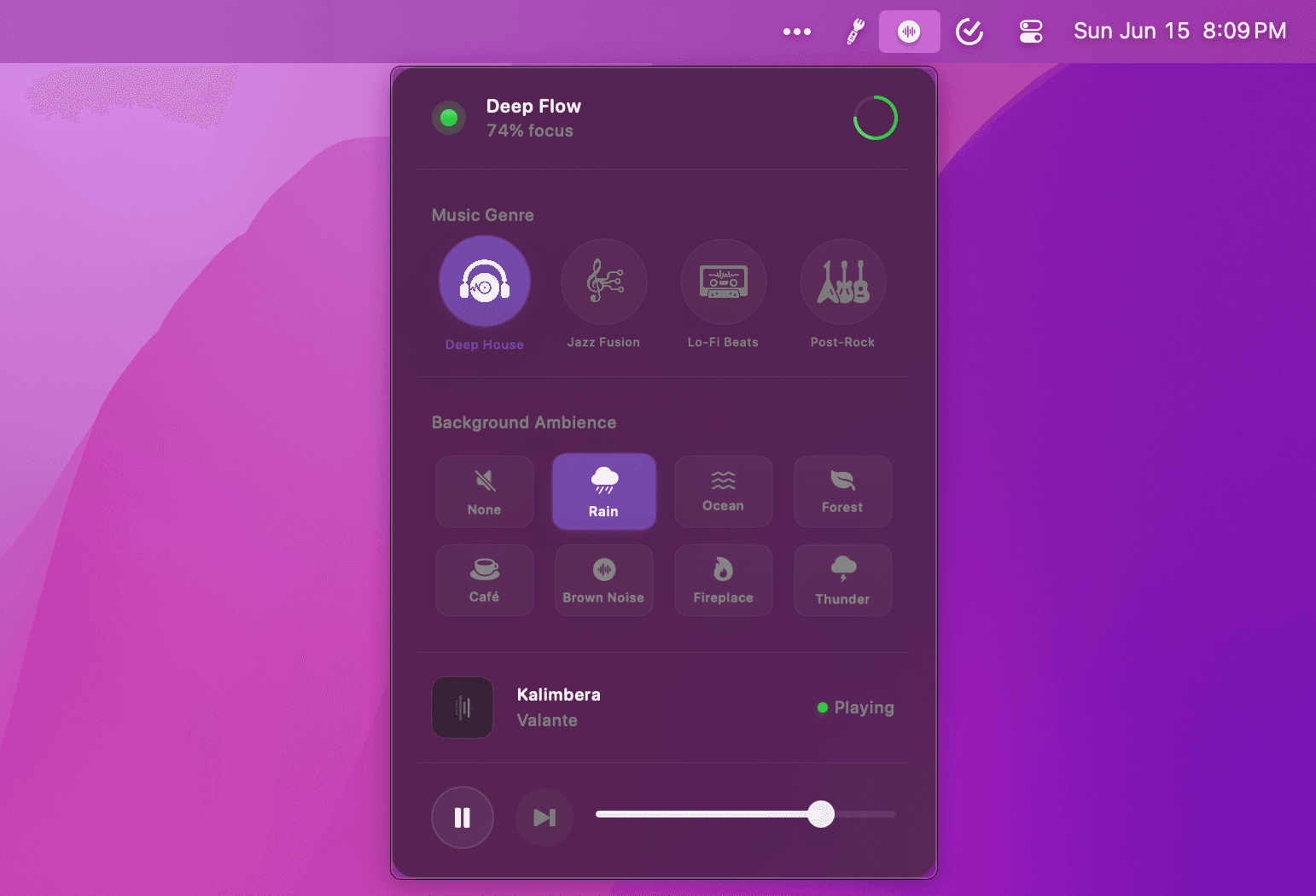 Omix menu view